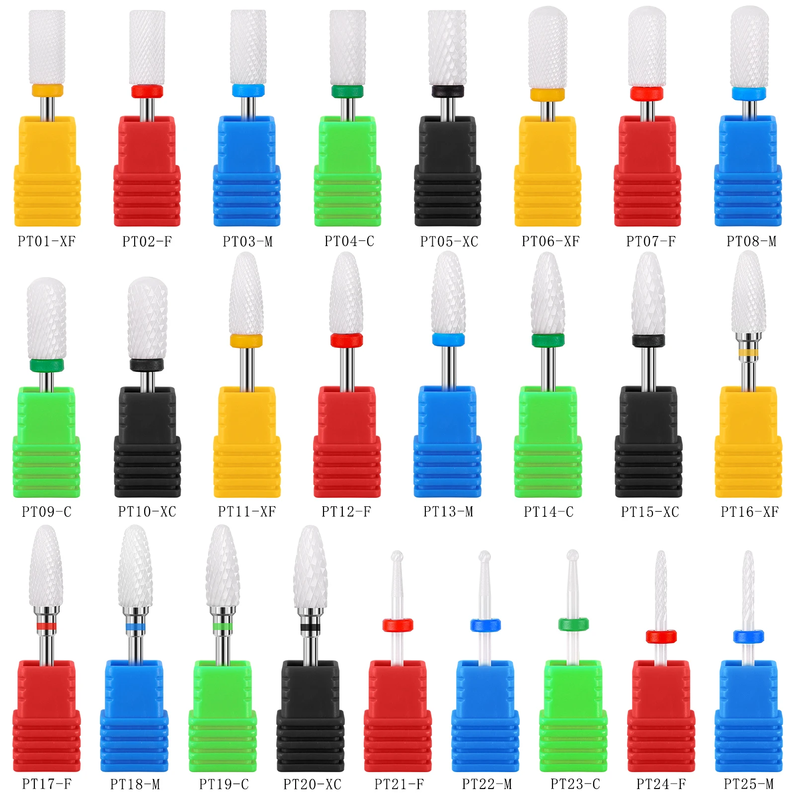 

New 25 Types Ceramic Nail Drill Bits Rotary Electric Machine Accessories Replacement Armor Removal Polishing Head Nail Tool