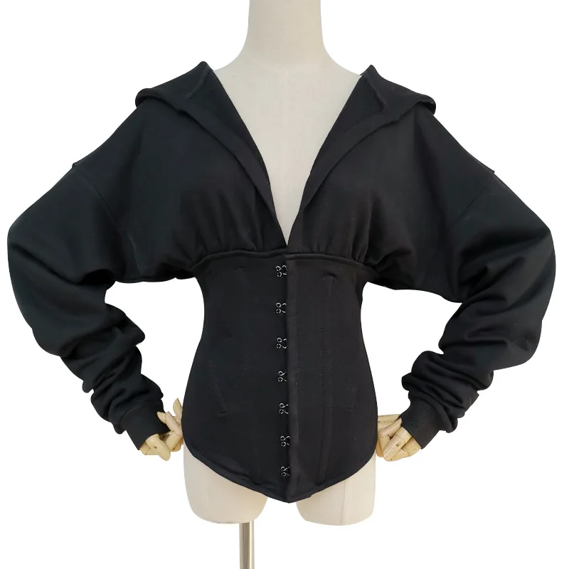 

2020 new arrivals autumn collection women deep V neck design hook and eye hoodie