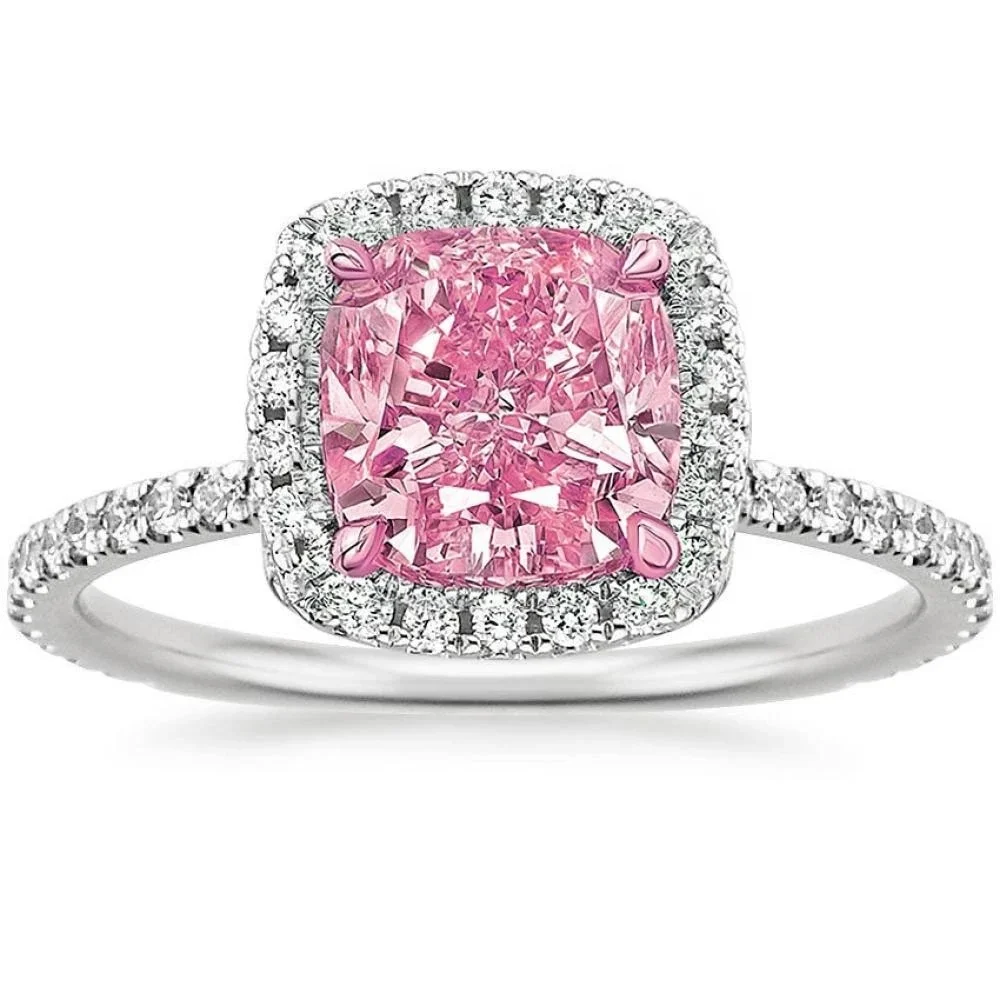 

2021 hot sale engagement multi color silver plated pink yellow cubic zircon rings women