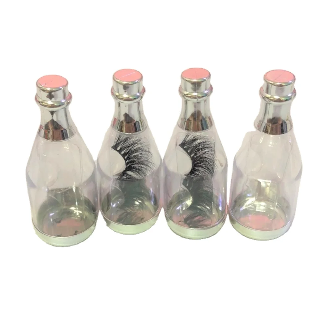 

Creative Wine Bottle Lash Cases 25mm 3d Mink Eyelash Vendor Private Label Custom Empty Champagne Packaging Box