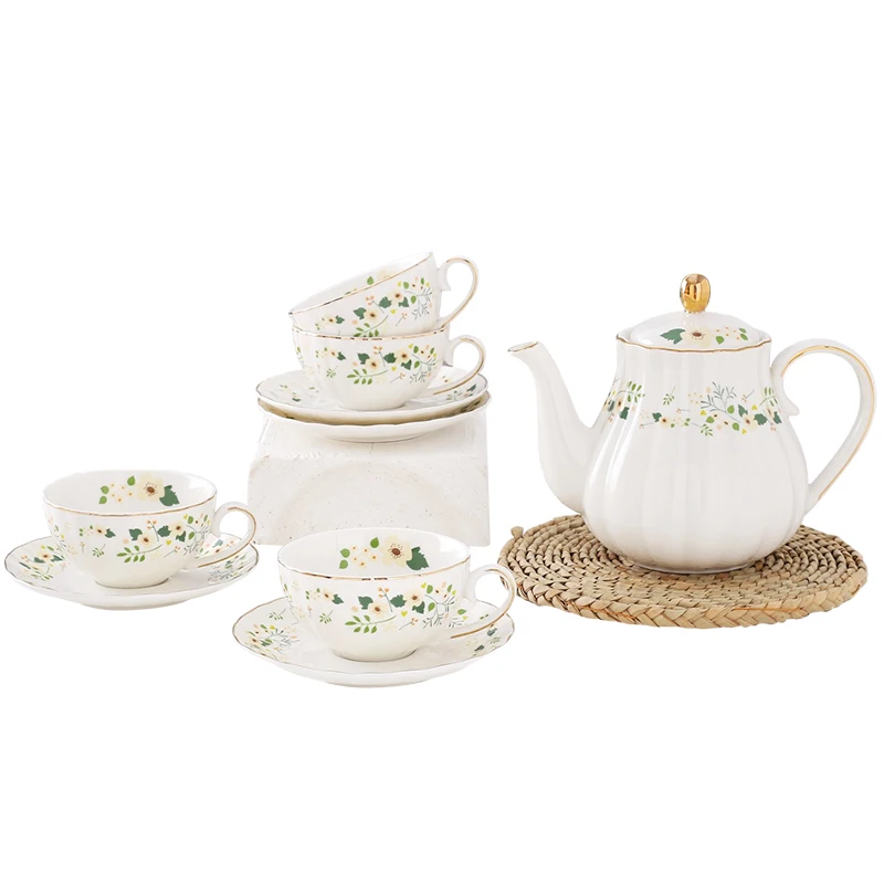 

Ceramic coffee and tea gift set teapot set cup and saucer for 4, Customized