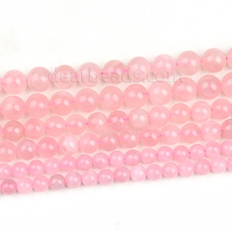 Natural Round Madagascar Rose Quartz Beads Loose For DIY Jewelry Making 6mm 8mm 10mm 12mm