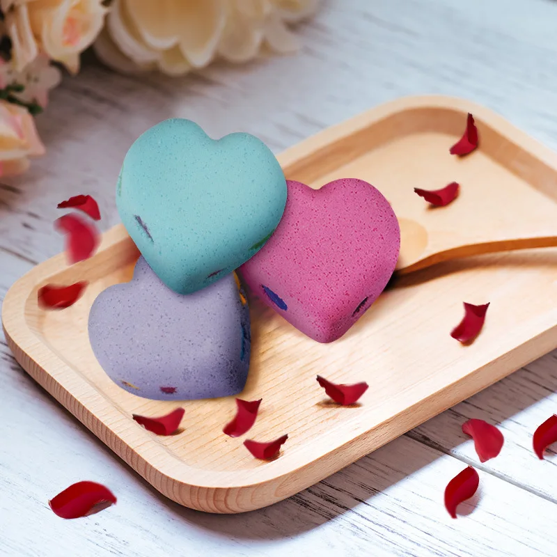 

2020 Newest Heart Bath Bambs Gift Set for Women/Girls Handmade Natural Bubbles Bath Shower Organic Fizzy Heart Shape Bath Bomb, 4 colors