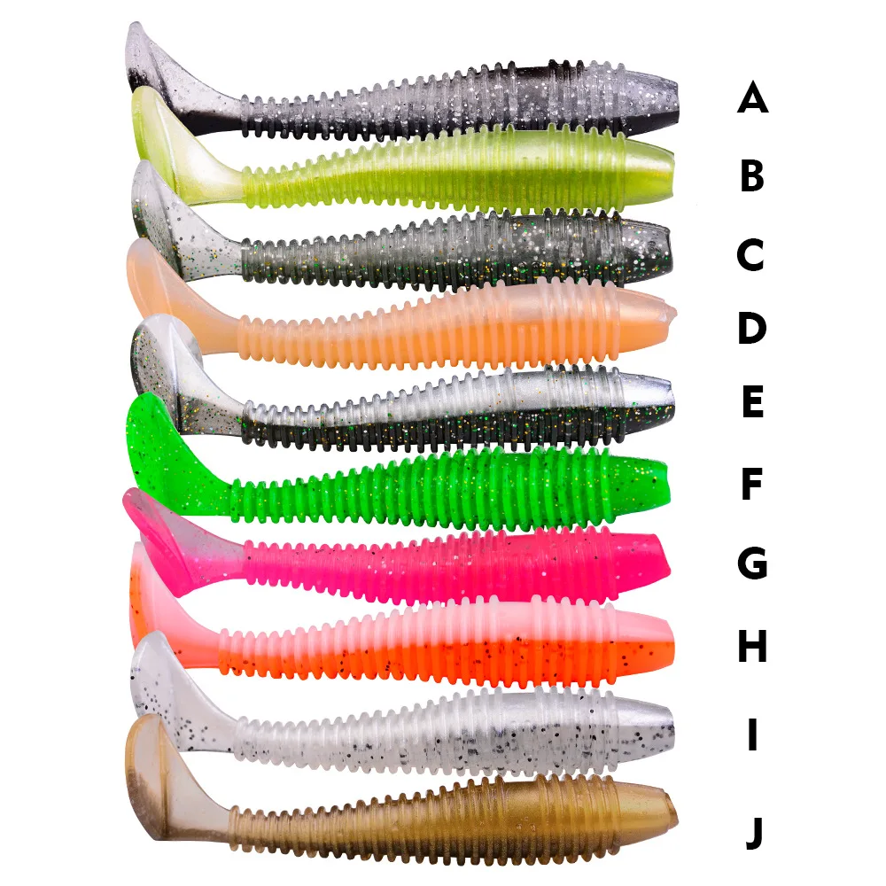 

50 pieces 6cm 7cm 7.5cm Impact Ring Shad Fishing Lures T Shape Tail Worm Soft Plastic Fishing Swimbait Lure Artificial Baits