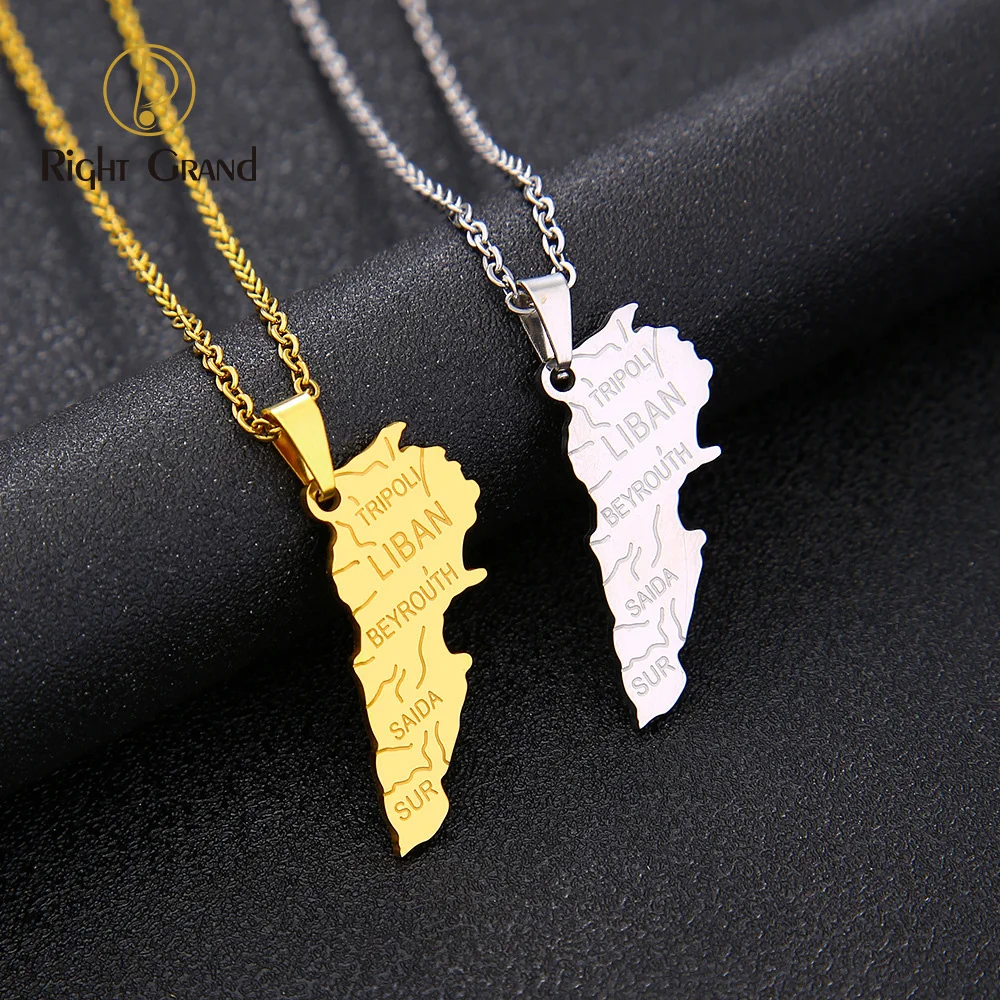 

Fast Dispatch 18K Map Pendant Necklace Stainless Steel Gold Color Lebanon Map Pendant Necklaces