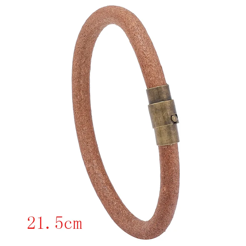 

Simple Hip Hop Jewelry Magnetic Bracelets Clasp Men Brown Leather Cord Bracelet