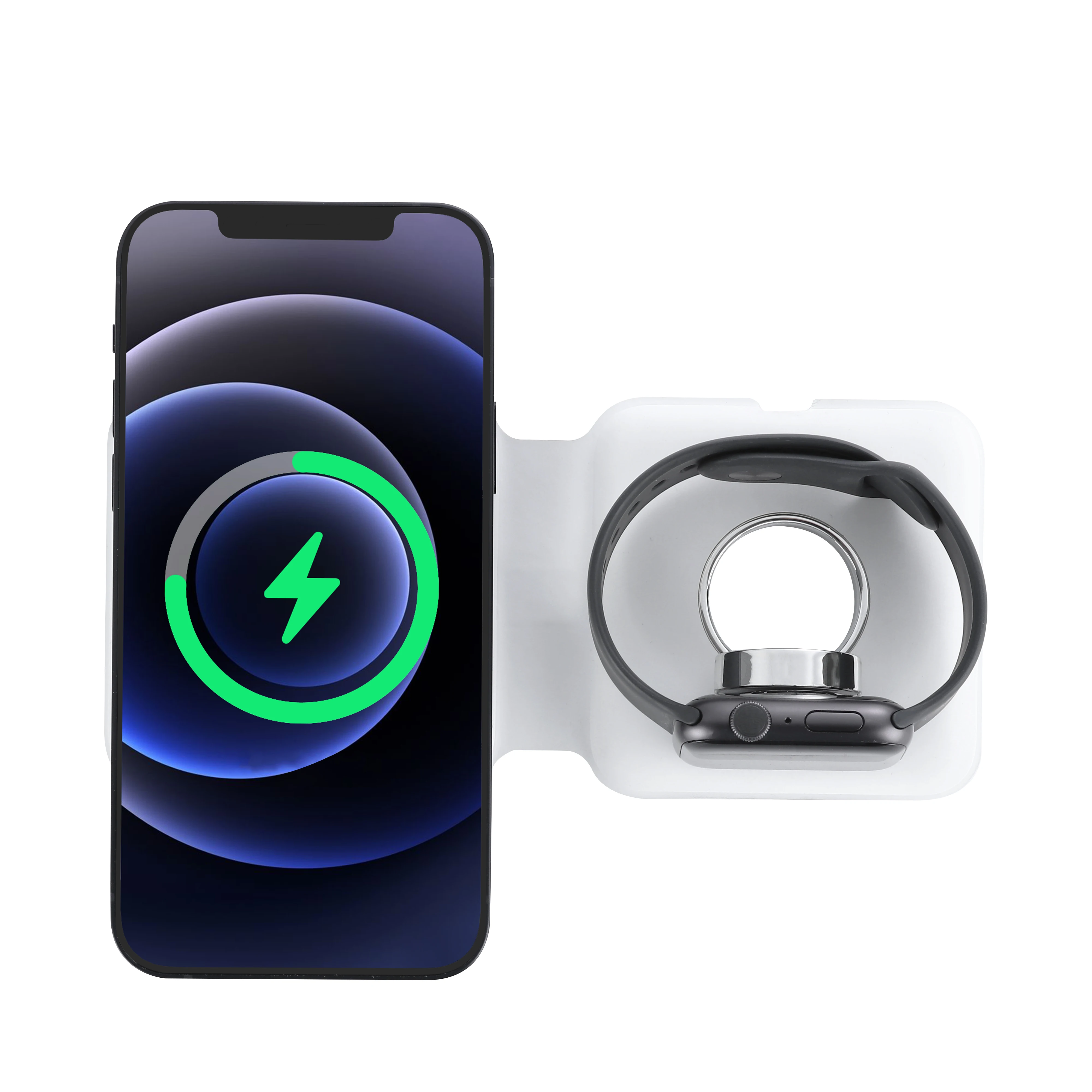 

2021 products foldable Electroplate magnetic wireless charger magSafe Pad Duo 2-in-1 Desktop For iphone 12 Samsung Phones