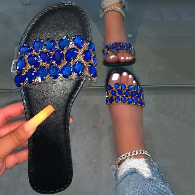 

SL-0002 Wholesale New style rhinestone casual flat bottom slippers for women fashion beautiful 2020 Arrivals women's slippers, Multi color