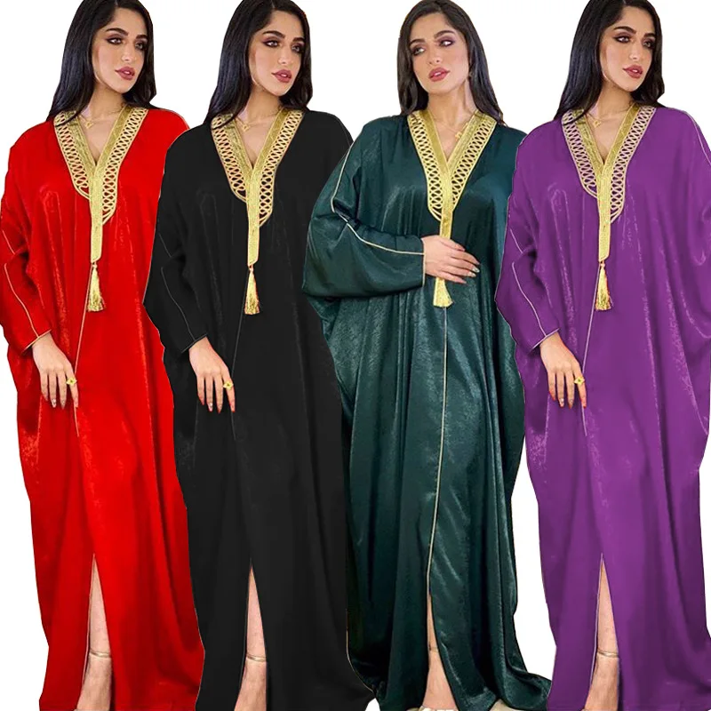 

GH- AB015 Bat Sleeve Turkish Abaya Muslim Woman Moroccan Islamic Clothing Muslim Dress Abaya