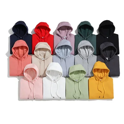 

High Quality Pullover Plain Dyed 350g Printed Logo Cotton poly blend Custom Unisex polar fleece Hoodies For Winter, Multi colors