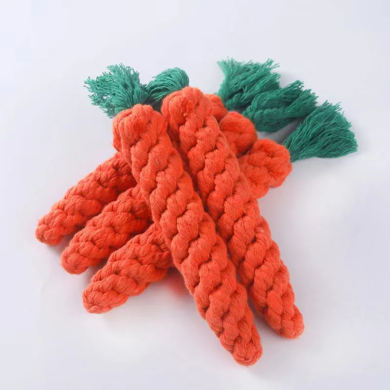 

Wholesale pet molar knot woven carrot cotton rope bite resistant dog toys, As picture