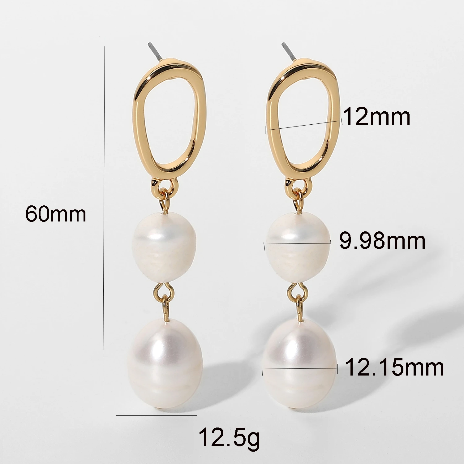 

Baroque Mother Freshwater Drop Hoop Jewelry Gold 18k Plated Women Pearl Earrings, Golden