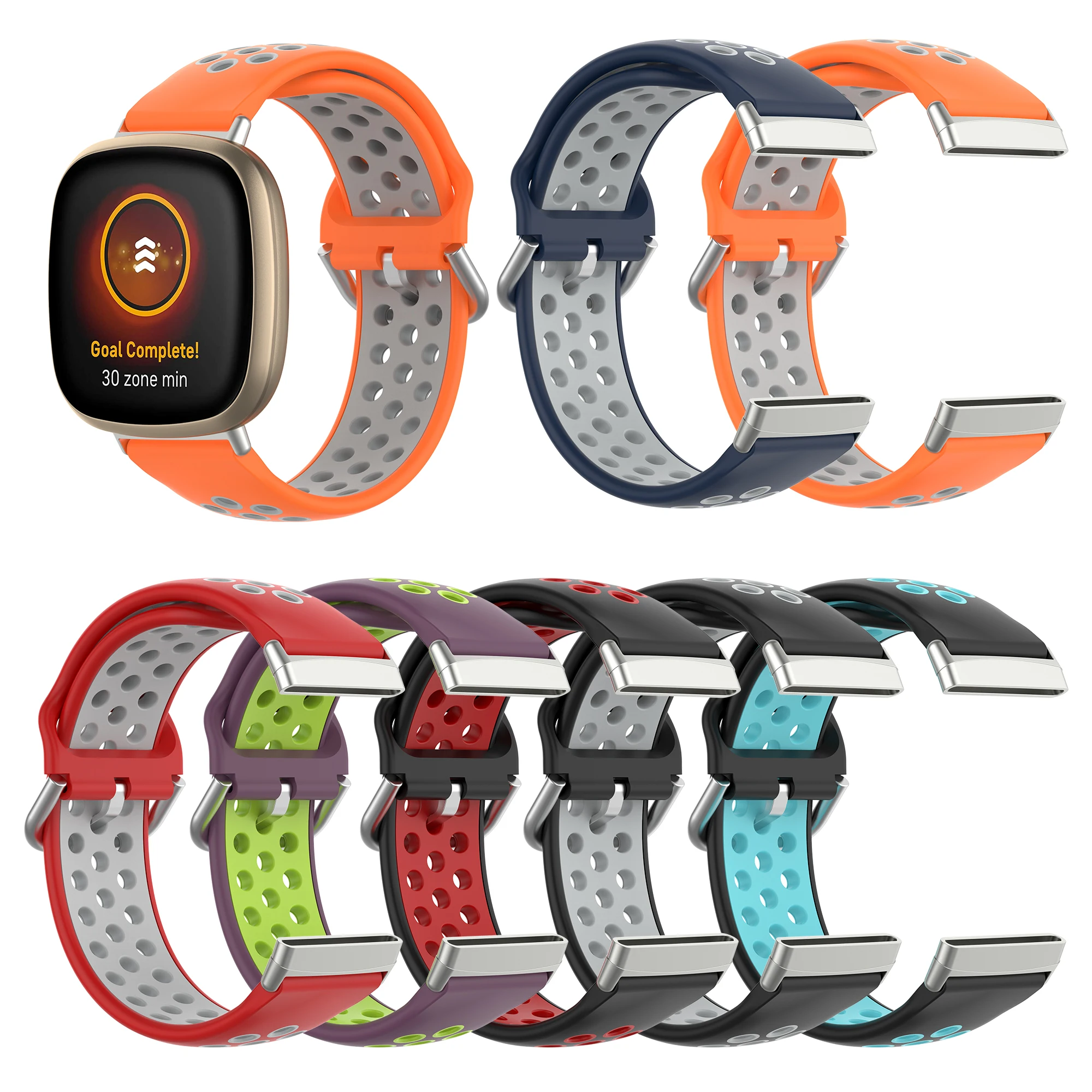 

New Colorful Soft Silicone Strap sport Smartwatch Band For Fitbit Versa 3 Sense Riser Vent Replacement watch strap, Optional