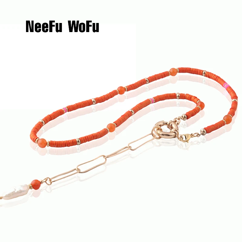 

NeeFu WoFu Ethnic style pearl pendant Sign Necklace beads Pendant Jewelry Horoscope Necklace for Women 2020