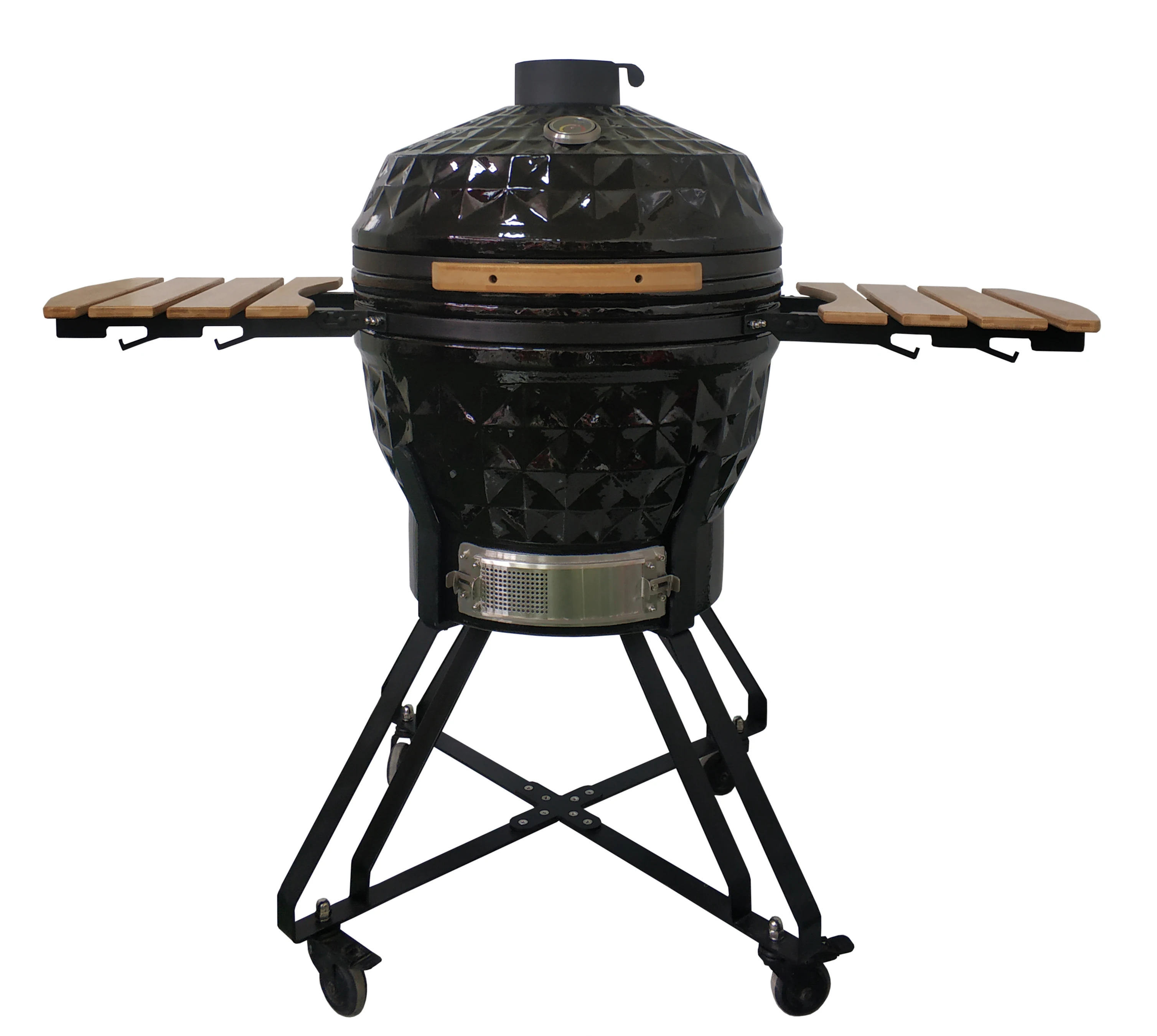 

Auplex Kimstone  BBQ Grill Black Color Diamond Pattern Steel Cart Garden Somker Pizza Oven Charcoal Ceramic BBQ Grill, Optional from pantone