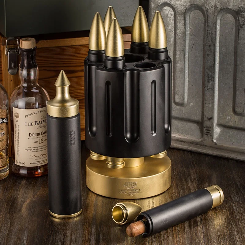 

JF-868 D17.8*H35cm 10.3kg JIFENG factory in wenzhou Collector's Edition special gift aluminium metal cigar humidor