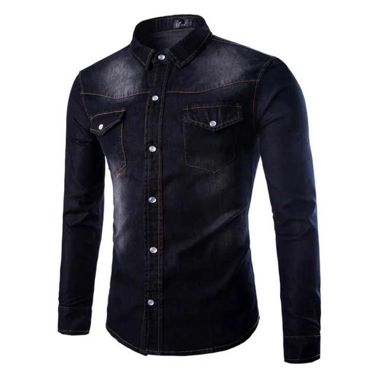 

High quality black wash denim shirt jacket male jeans shirts facotry hot selling design, Colors