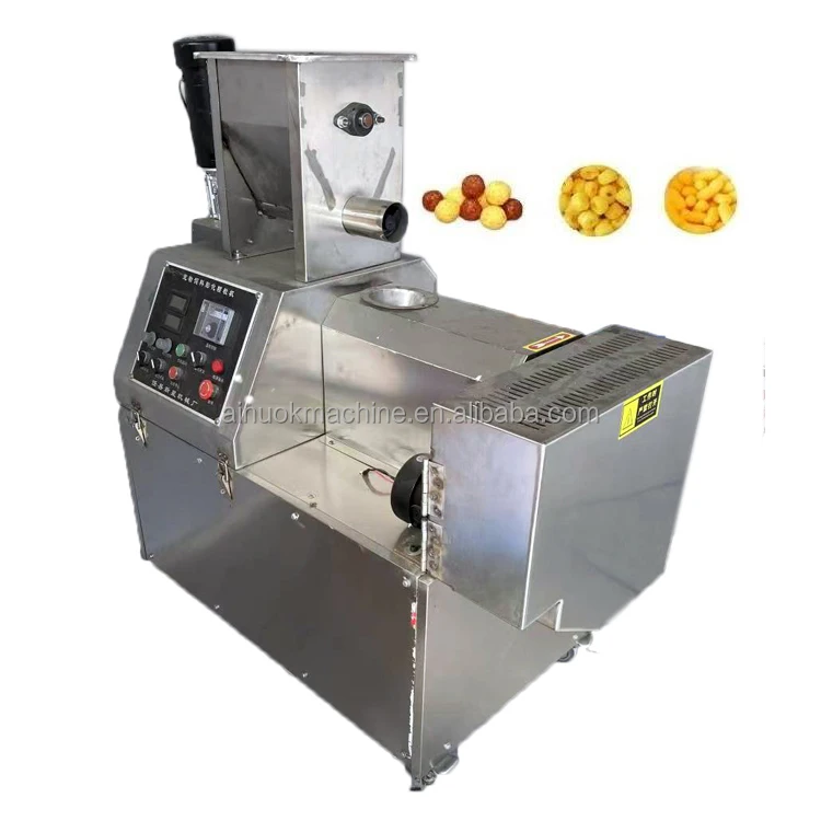 

commercial cheap small scale snack food pellet extrusion machine corn wheat puff food extruder for snack food making machine