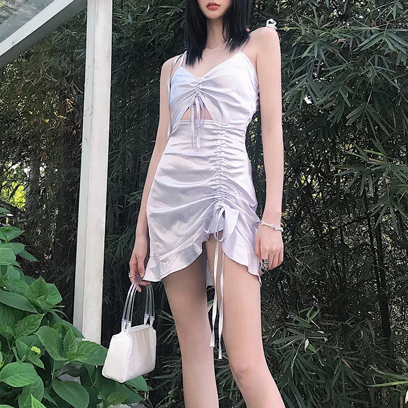 

New Arrivals Summer 2021 Women Clothes Casual Dresses Vestidos Elegant Halter Sling Blow V-Neck Sum Chic Club Dress
