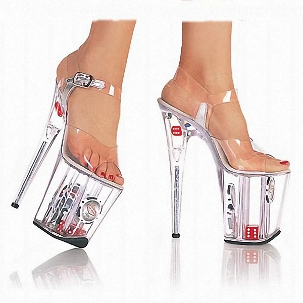 Exotic New Fashion Thin Heel Transparent Platform Stripper Heels Pole Dance Transparent Sandals 20cm Dance High Heels Nightclub