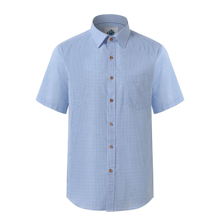 

Factory Wholesale 100% Cotton Breathable Short Sleeve Casual Summer Men Plaid Shirt, Striped shirt