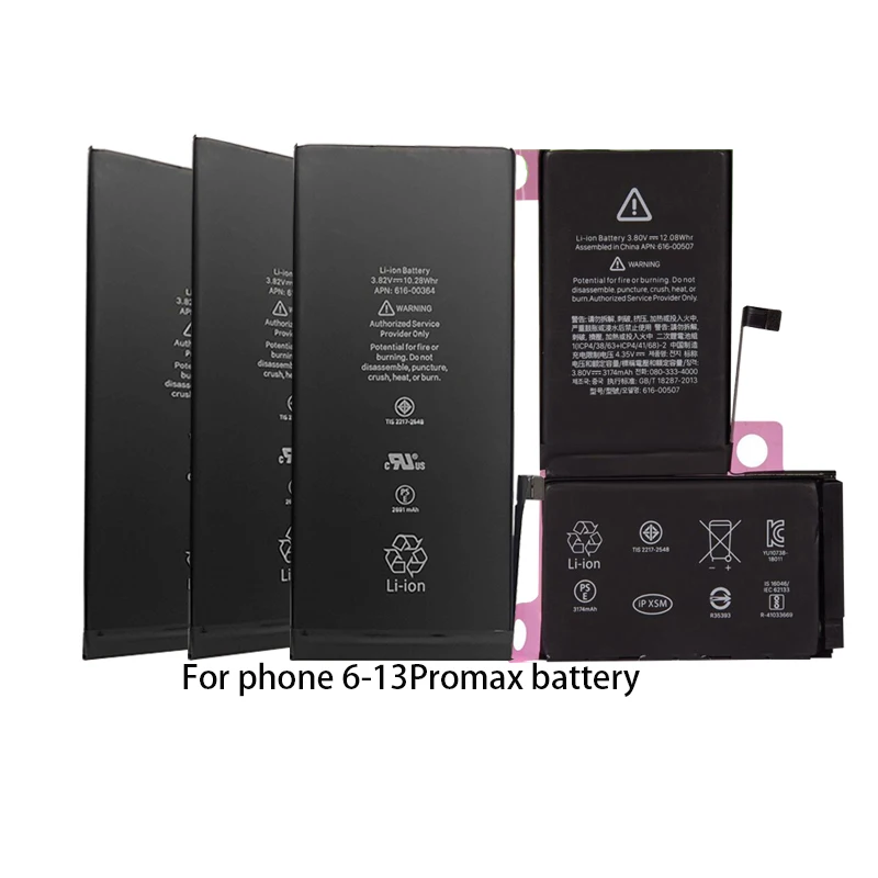 

2021 100% Original NEW 3000 mah Mobile Cellphone Battery 5 6 6s 6plus 7 7Plus 8 8p Plus X Xr Xs Max 11 Pro 12Promax For Iphone