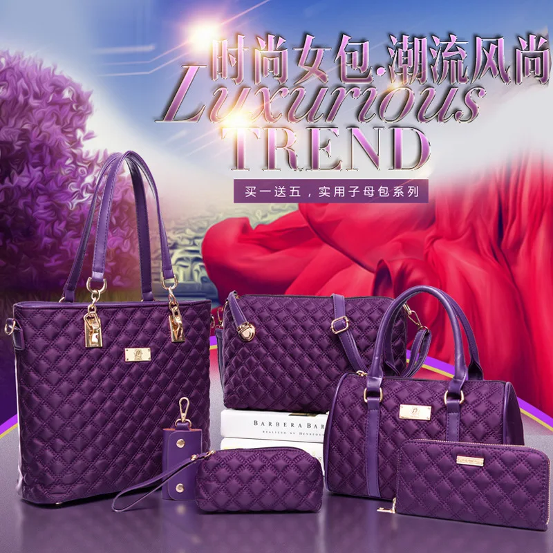 

new six - piece clutch for women with one - shoulder diagonal cross set of ladies hand bags bag set