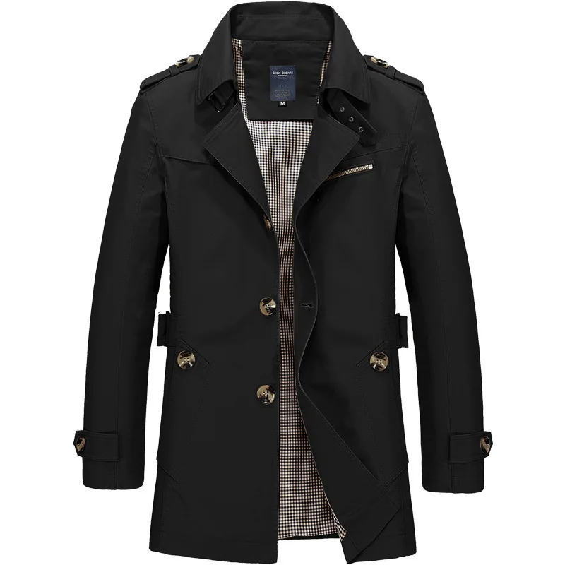

Men's Washed Cotton Jacket Mid-length Slim Casual Windbreaker