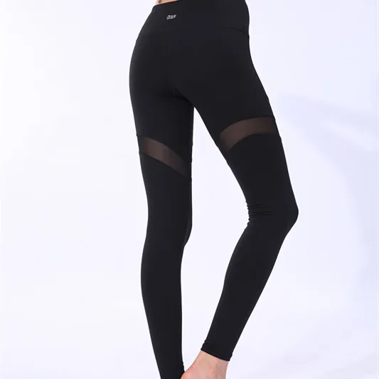 

New Arrival Patchwork mesh sweat absorption Pants tummy Control Black Solid Legging women gym wear custom logo