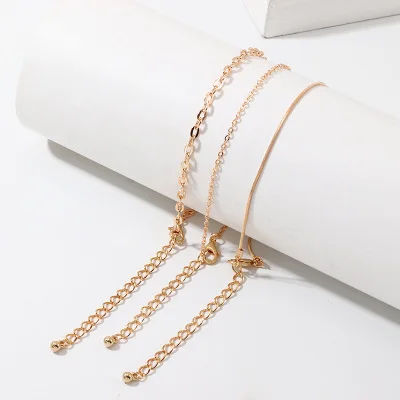 

Personalized Simple 18K Gold Plating Metal Snake Chain Link Chain Anklet Multilayer Chunky Link Chain Ankle Bracelet