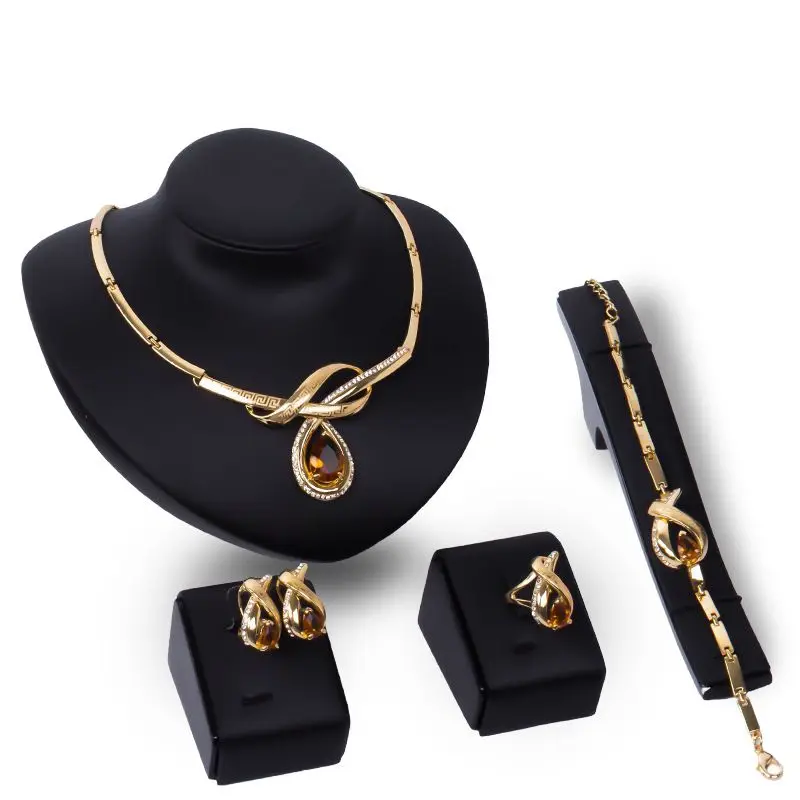

Hot Wholesale Bride Wedding Party Birthday Gold Gold Jewelry Set