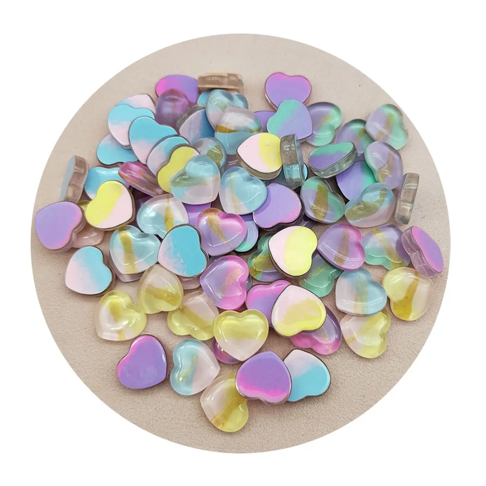 

Colorful Gradient Heart Flat Back Resin Cabochon Kawaii Decoration Crafts Embellishments For Scrap Booking D I Y Accessories