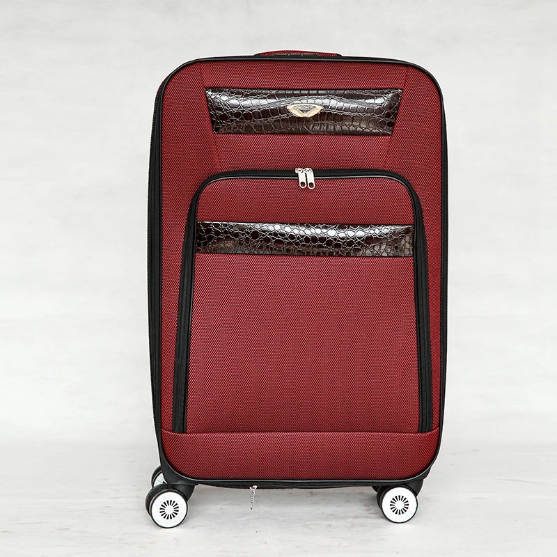 
Custom waterproof nylon red 4 wheels zipper travel suitcase luggage set 