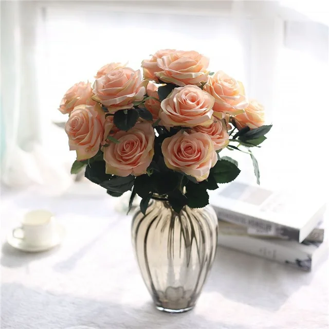 

10 Roses Bouquet Plant Simulation Flowers Holding Flowers Family Decoration Wedding Simulation Flowers, As show