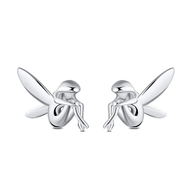 

RINNTIN SE97 Fashion jewelry 2021 925 Sterling Silver earring Christmas Gifts Cute Elves Stud Earrings for Women Ladies Kids