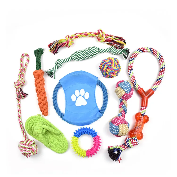 

Hand-knitted dog teeth chewing cotton rope toy Pet cotton rope toy set, Customized color