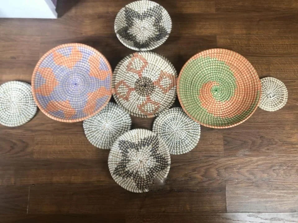 Set Of Seagrass Woven Wall Plate Wall Hanging Decoration Decorative