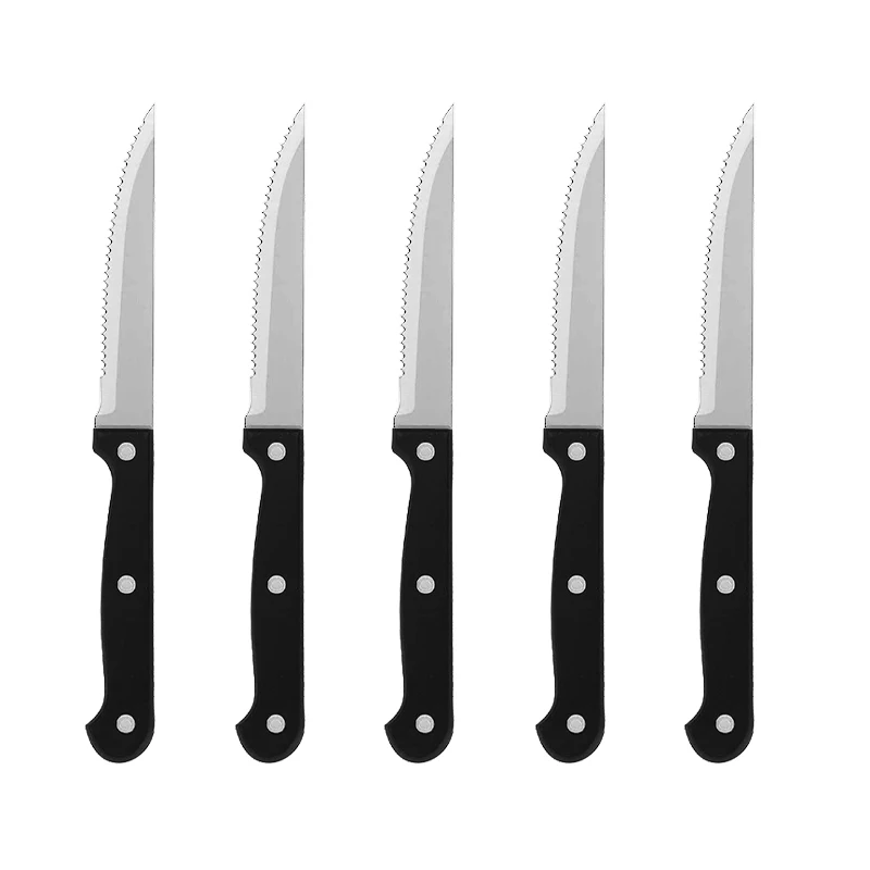 

Wholesale steak knife best selling stainless steel 420 steak knife set ABS handle black knifes with full-tang design