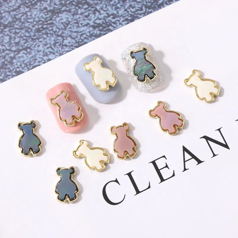 

Paso Sico Mica Shell Shiny Amazing Little Bear Alloy Nail Art Manicure Accessories Popular Nail Charms