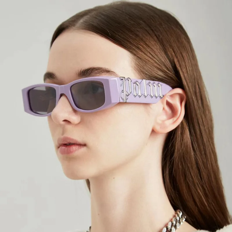 

5326 Fashion Candy Color Letter Rectangle Sunglasses Men Women Punk Hip-Hop Square Glasses Sunglasses
