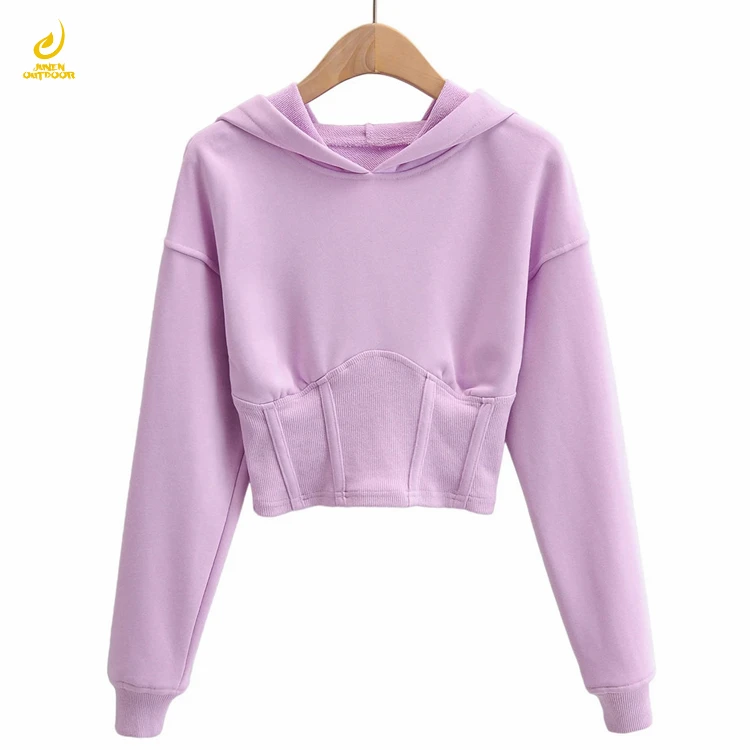 

Custom high quality Collect waist women's hoodies crop top hoodie/hoody pullover sweatshirt for spring wear, Customized color