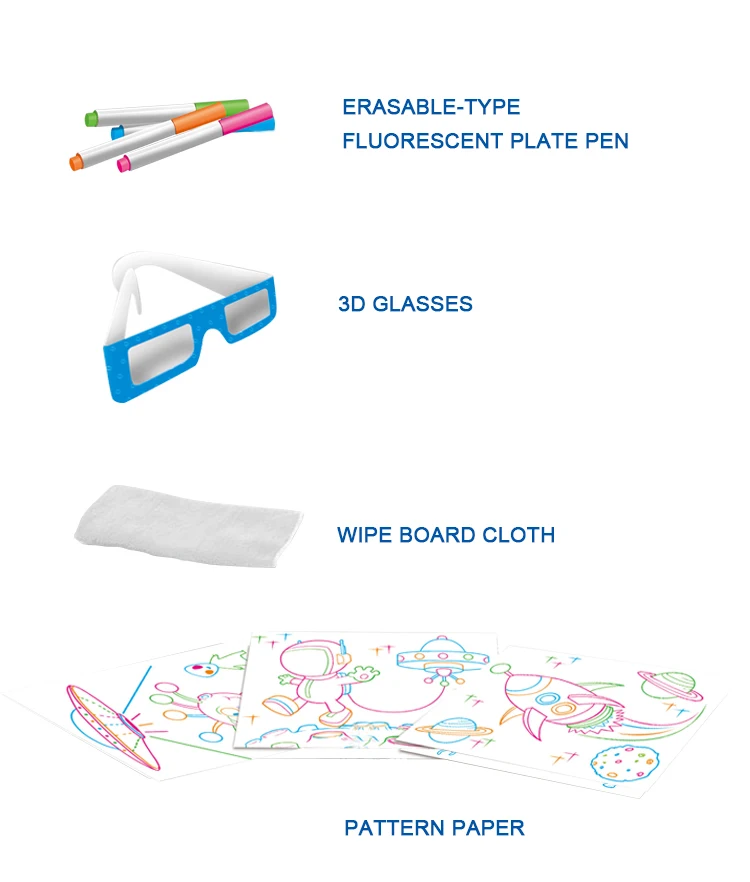 Kunyang Toys 3d Magic Drawing Board Led Light Painting Board Diy Educational Kids Drawing Board