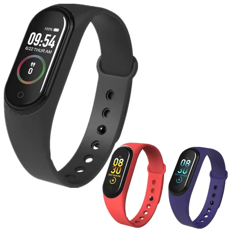 

2020 Newest Products M4 Pro Temperature Watch For Apple Watch Bracelet Android Smart Watch Silicone Wristband Bracelet Factory, Red/black/blue/purple