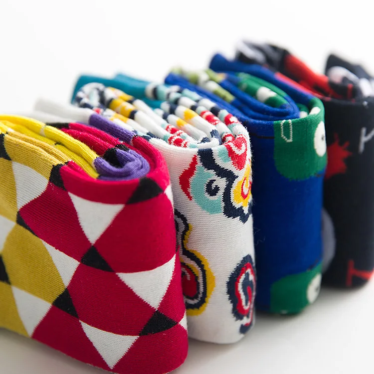 

Custom Logo Top Quality Fashion Novelty Colorful Business Daily Dress 100% Cotton Men Socks