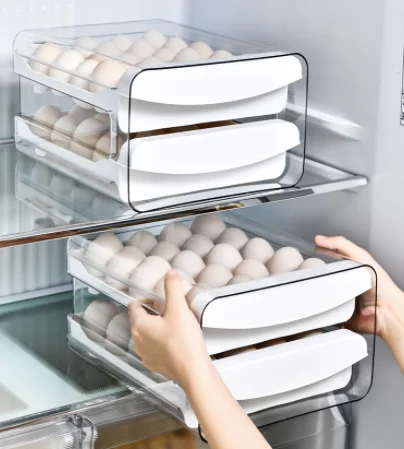

Drawer type transparent egg tray double egg crisper