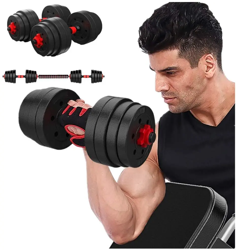 

Wholesale Men Fitness Black Adjustable Iron Coated Cheap Weights Gym Equipment Fitness Dumbbells Set For Weight Lifting, Red+black