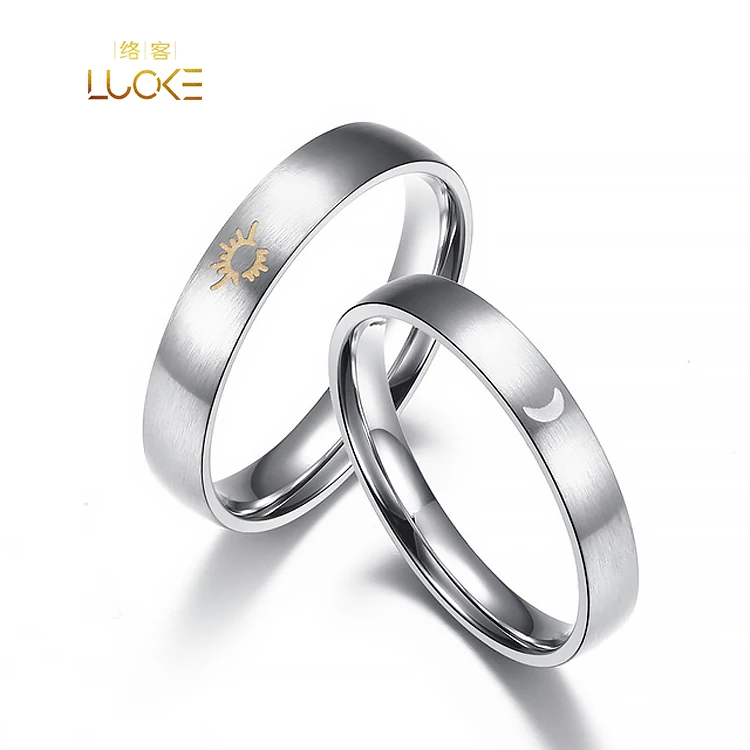 

New Fashion Stainless Steel Sun Moon Ring Personality Simple Silver Couple For Lovers Ring, Women's men's