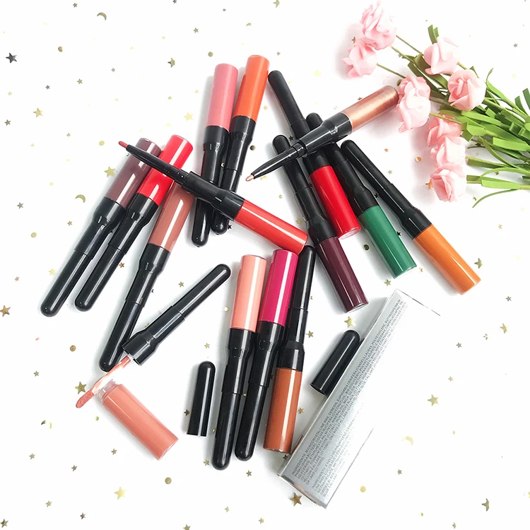 

Waterproof Double Ended Long Lasting Red Matte Lip liner Pencil Lipstick wholesale Cosmetics Matte Lipstick, Multi colors