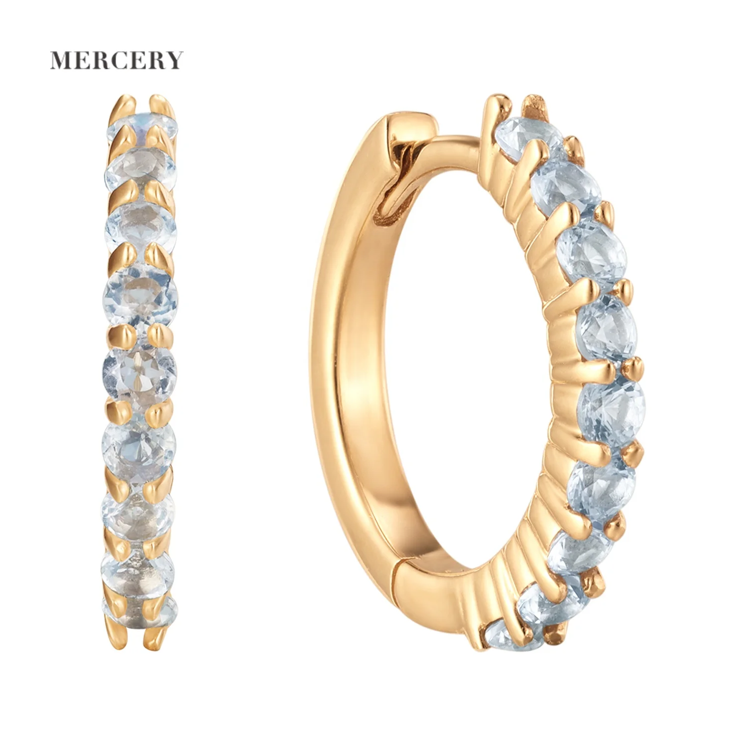 

Mercery Dainty Personalized Healing Stones Jewelry June Birthstone Moonstone Bling Earrings 14k Solid Gold Huggie Hoop Earring