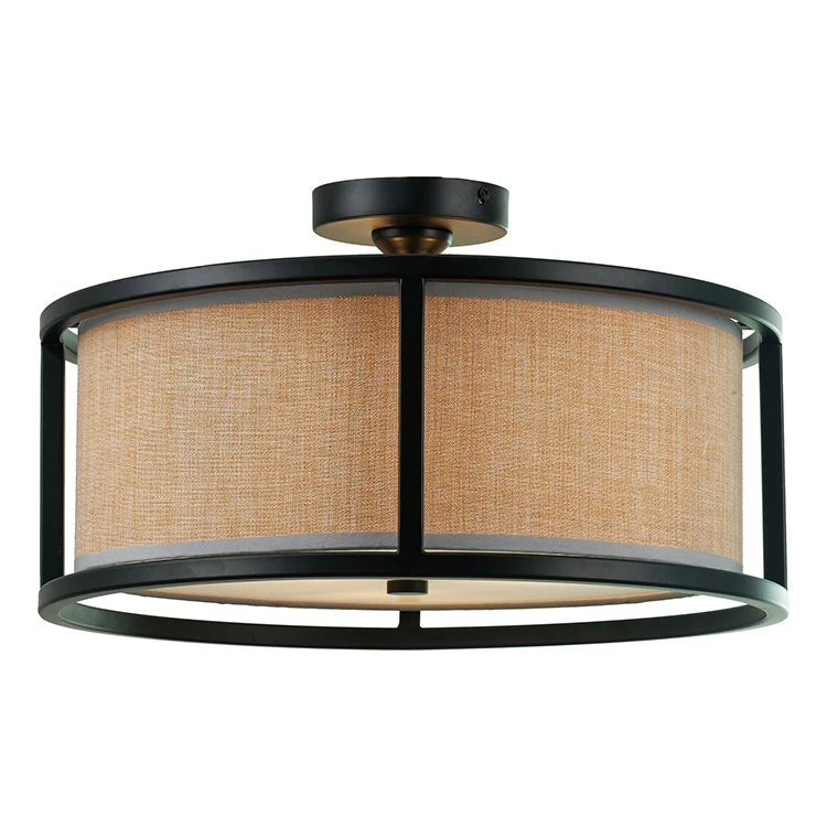 Transitional 2 Light Rubbed Bronze Semi-Flush Ceiling Fixture